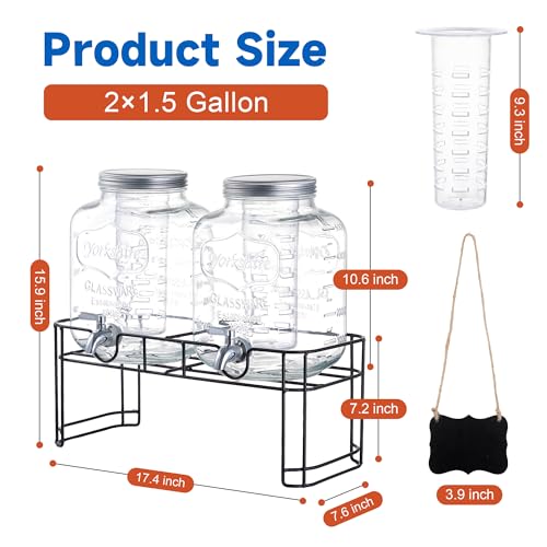 1.5 Gallon Glass Drink Dispensers for Parties