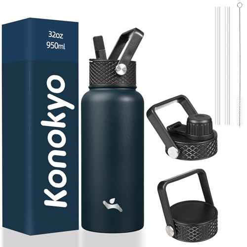 32 oz Insulated Stainless Steel Water Bottle with Straw Lid