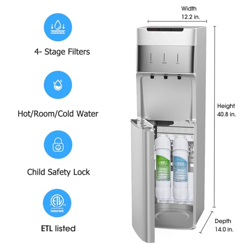 Self Cleaning Bottleless Water Cooler Dispenser Silver