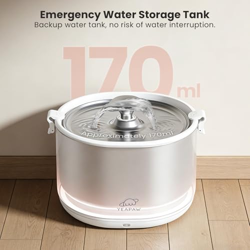 Cat Water Fountain Pumpless Stainless Steel Buckets & Bowl Wireless Pet Water Fountain 2.5L Water Fountains for Cats Indoor Dispenser Easy to Clean BPA