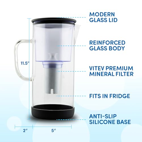 Glass Pitcher with Mineral Rich pH Balancing Filter