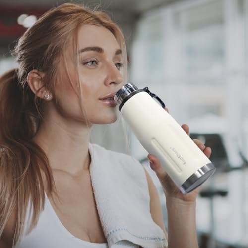 27oz Vacuum Insulated Stainless Steel Thermoses with Foldable Handle & Leakproof Lid