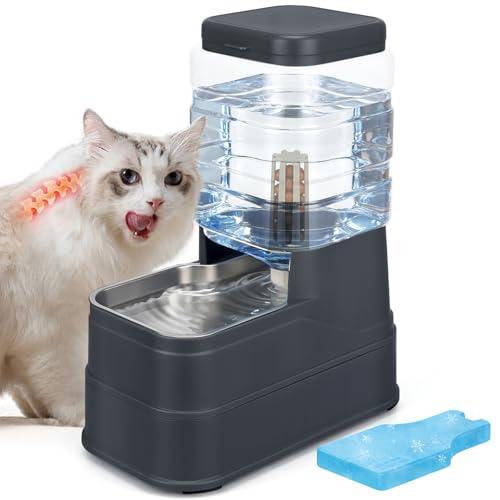 1.6 Gallon Pet Automatic Dog Water Dispenser Cat Gravity Waterer Feeder with Stainless Steel Bowl 8L Large Capacity Puppy Feeding Raised Bowls with Filter