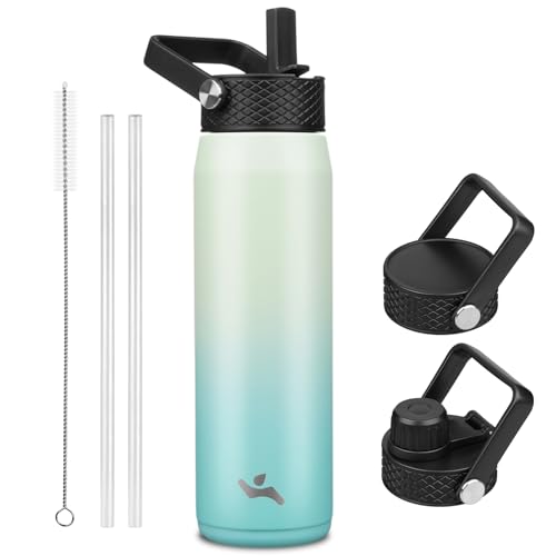 25 oz Insulated Stainless Steel Water Bottle with 3 Lids