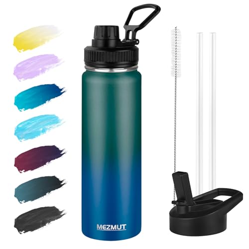24oz Sports Insulated Water Bottle for School with 2 Lids (24 Count)