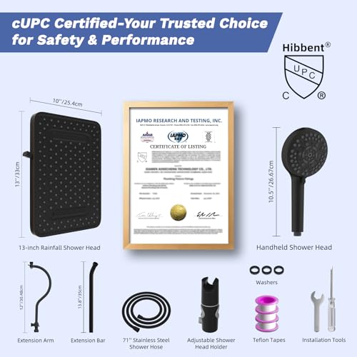 Upgraded cUPC Certified 13'' Shower Head Combo