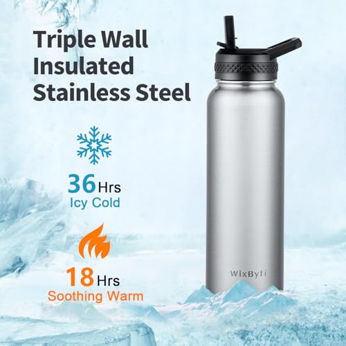 40 oz Insulated Water Bottle with Straw