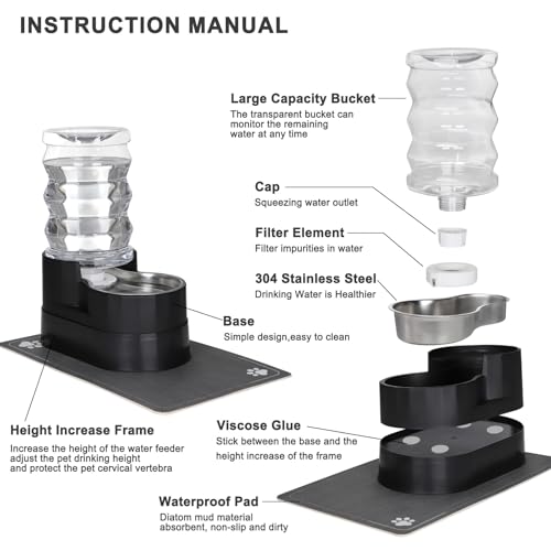 7L Elevated Dog Water Dispenser