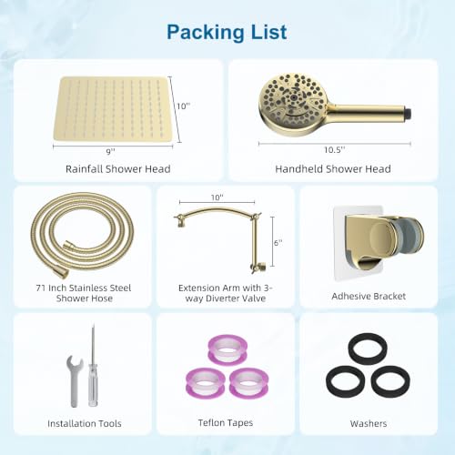 Metal 10" High Pressure Rain Shower Head Combo (7 Count)