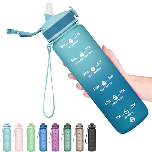 Plastic Water Bottle With Straw & Time Marker