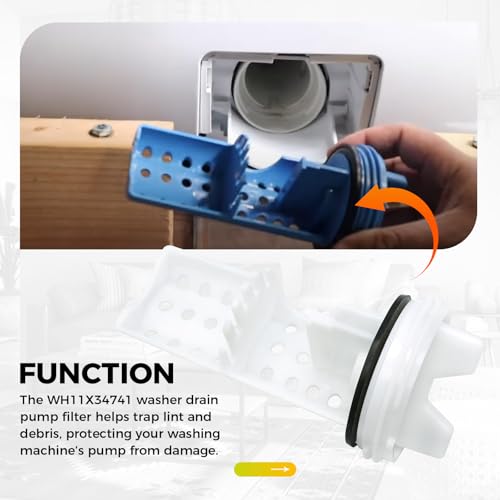 WH11X34741 Washer Drain Pump Filter Replacement for GE Front Load Washers Replaces WH23X10029