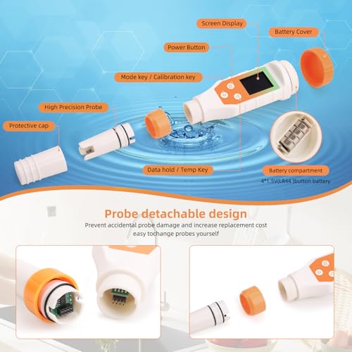 7-in-1 Hydrogen Water Tester, Digital pH TDS EC ORP Salt Temp Meter