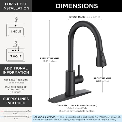Black Touch Kitchen Faucet with Pull Down Sprayer