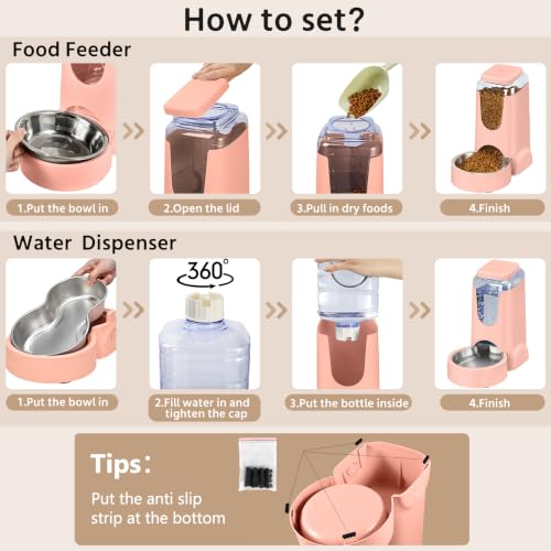 Auto Cat Feeder and Dog Water Dispenser with Stainless Steel Bowl