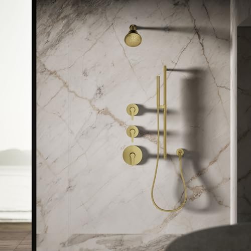 33631-G-2MB Cinq Round Single-Function Filtered Showerhead, Five-Layer Filtration, 1.75 GPM, Full Coverage Spray, Premium Durable Material, Vibrant Brushed Moderne Brass