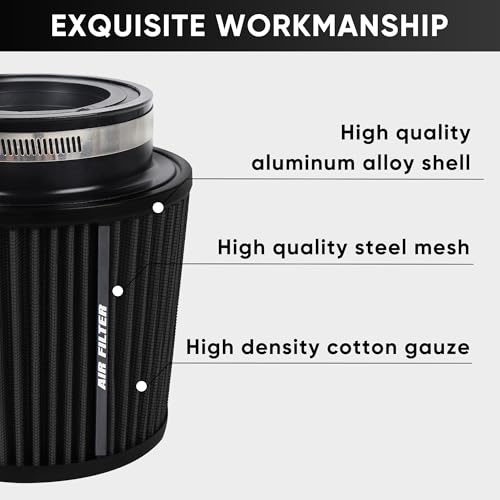 3 3.5 4 Inches Cold Air Intake Filter 76mm 89mm 101mm High Performance Washable Clamp