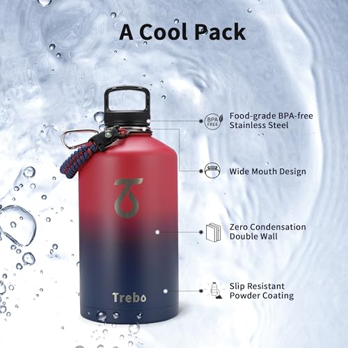 One Gallon Water Bottle Insulated with 3 Lids