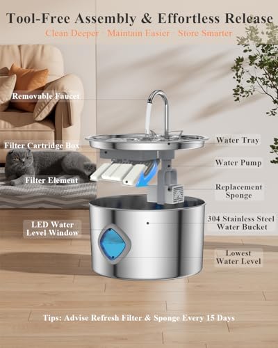 Cat Water Fountain Stainless Steel [3.2L