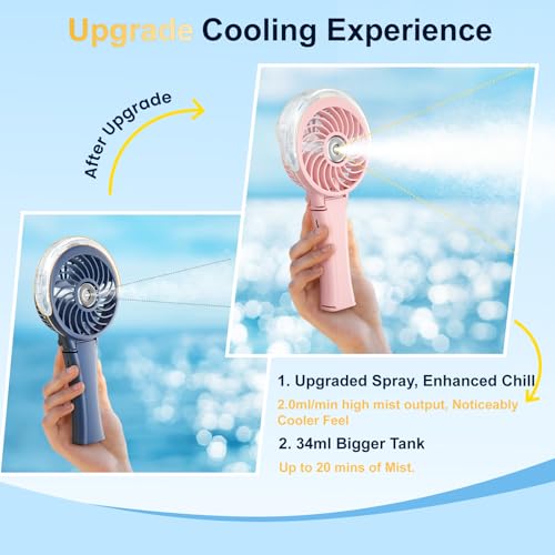 Upgraded Portable Handheld Misting Fan