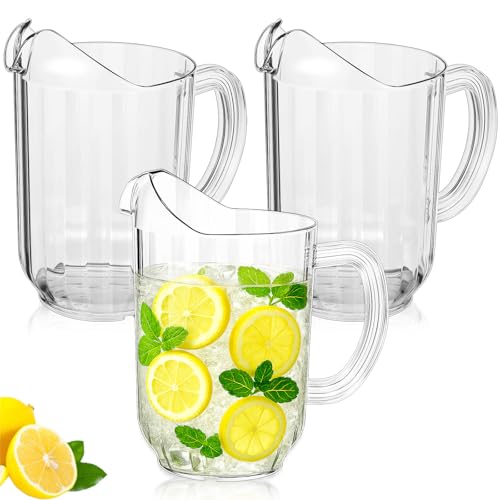 Tessco 3 Pcs Plastic Pitchers 60 Oz Clear Water Beer Jug Large (3 Count)