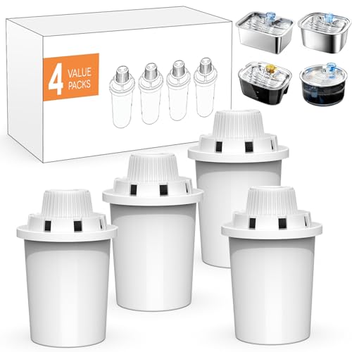 4 Pack) Replacement Filters for lesotc Dog Water Fountain, High-Efficiency & Safer & Cleaner Replacement Water Filters for lesotc Large Dog Water Fountain/Dog Water Bowl Dispenser (4 Count)