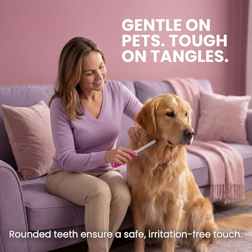 Poodle Pet Detangling Pet Comb with Long & Short Stainless Steel Teeth for Removing Matted Fur