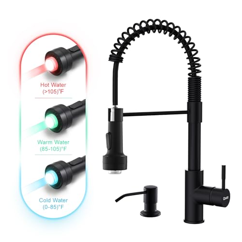 Led Black Kitchen Faucet with Soap Dispenser