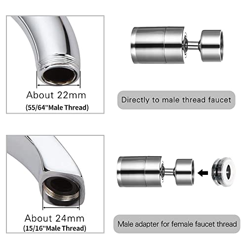 2 Pack Sink Faucet Aerator 360 Degree Swivel Kitchen Faucet Sprayer Attachment