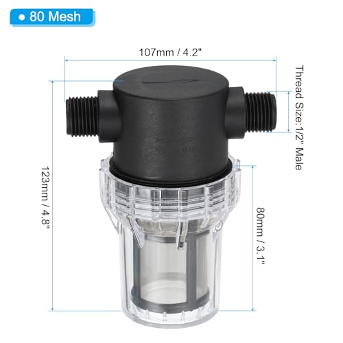 1/2" Male in-Line Strainer Water Pump Filter with 80 Mesh