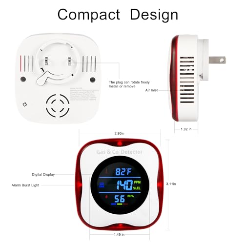 Combination Gas & Carbon Monoxide Detectors Plug in