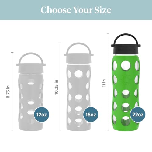 22-Ounce BPA-Free Glass Water Bottle with Classic Cap and Protective Silicone Sleeve, Moss