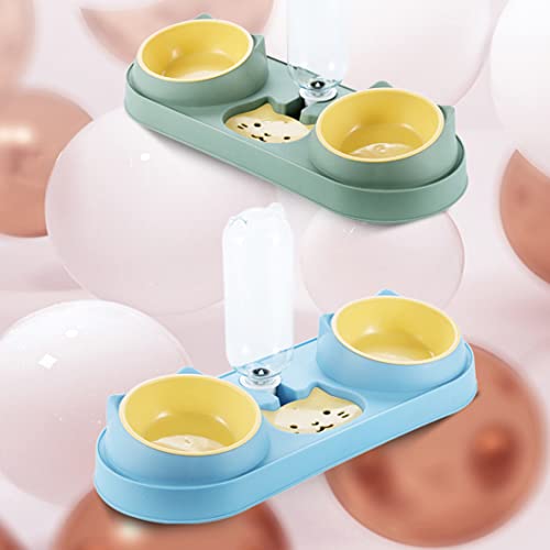 Triple Cat Food Bowls with Water Dispenser