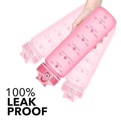 Plastic Water Bottle With Straw & Time Marker