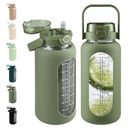 52 oz Glass Water Bottle with 2