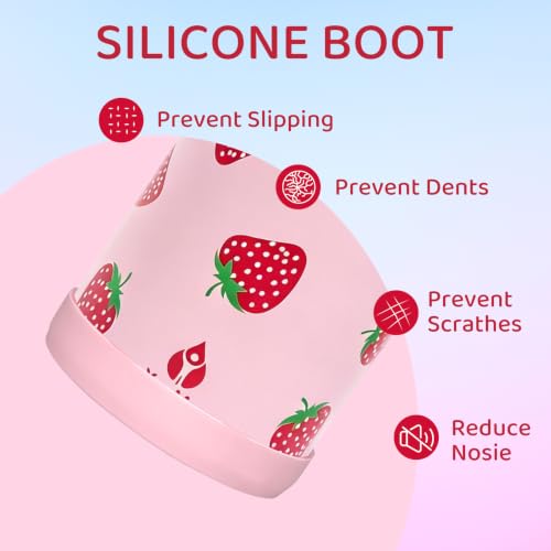 32oz Strawberry Insulated Water Bottle for Women with Straw