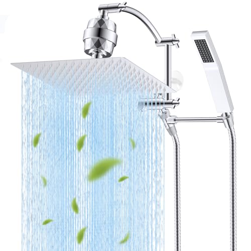 All Metal 12'' Filtered Rainfall Shower Head with Handheld Combo