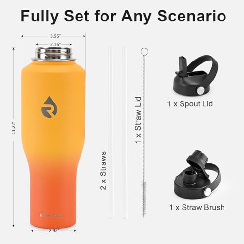 40 oz Insulated Water Bottle with Straw