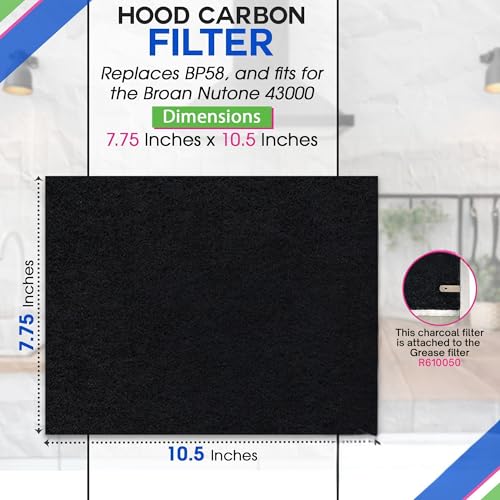 Range Hood Charcoal Filter 7.75” x 10.5” For Broan and Nutone BP58 (3 Count)