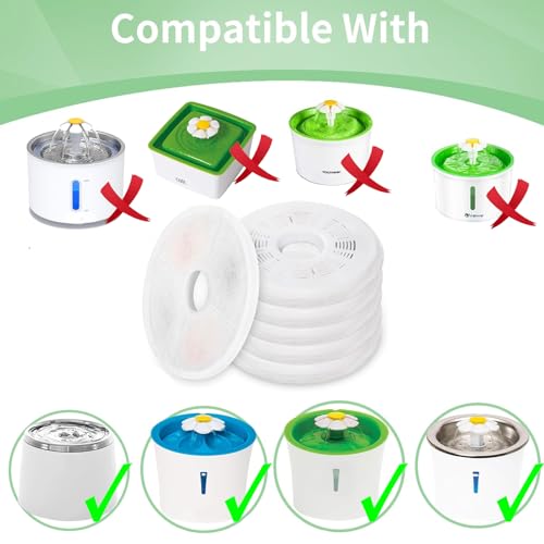 16 Pack Cat Water Fountain Replacement Filters Fit for 3L Flower Water Dispenser Automatic Pet Dog Cat Fountain Filter (16 Count)