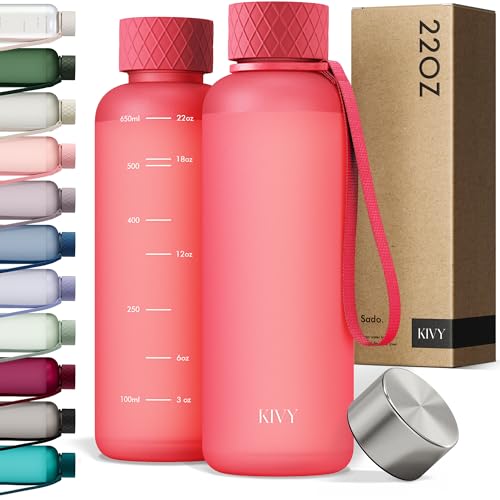 Slim Water Bottle 22oz [Lightweight & Shatterproof] Leak Proof Bottle for Women & Men