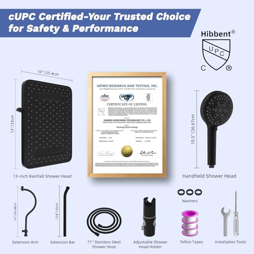 Upgraded cUPC Certified 13'' Shower Head Combo