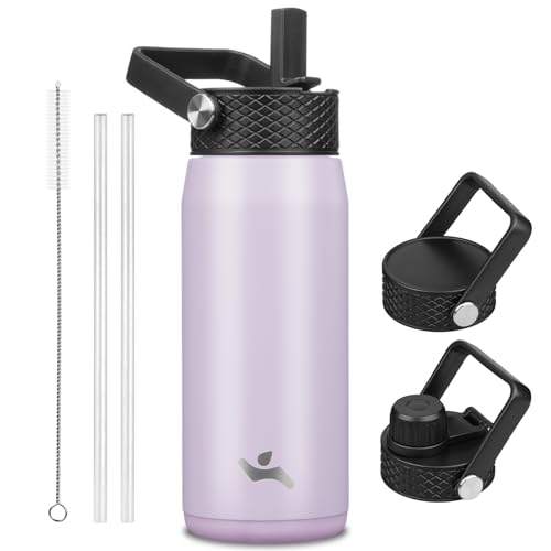 20 oz Insulated Stainless Steel Water Bottle with 3 Lids