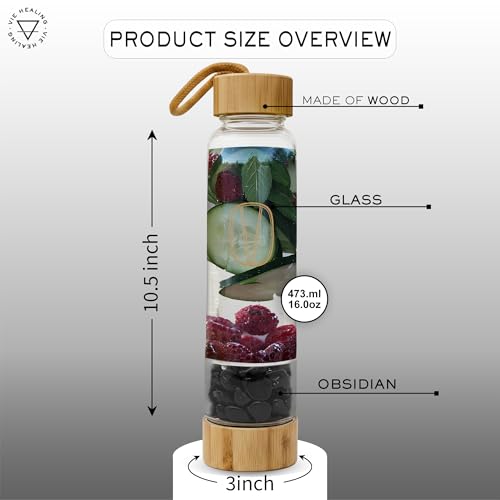 Gem Infused Obsidian Glass Water Bottle