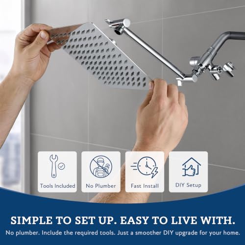 All Metal 8" Rain Shower Head with Handheld for Bathroom Upgrade