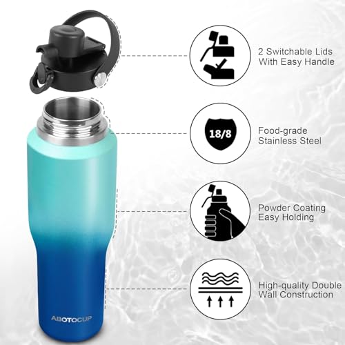 Insulated Water Bottle 40oz with Straw