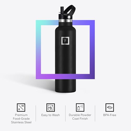 24 oz Narrow Mouth Water Bottle with 3 Lids
