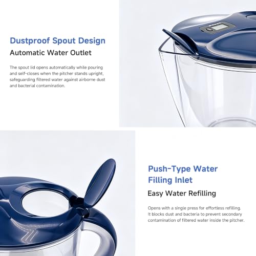 Water Filter Pitcher with 2 Replacement Filters