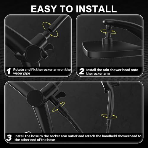 12 Inch High Pressure Rain Shower Head with Handheld Spray Combo