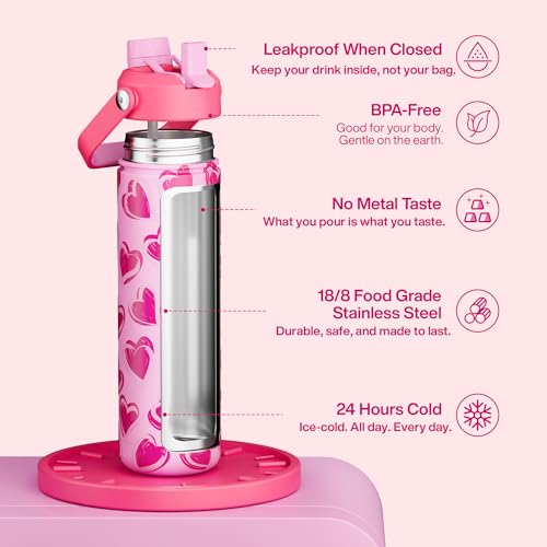Insulated Water Bottle with Straw Stainless Steel Water Bottle