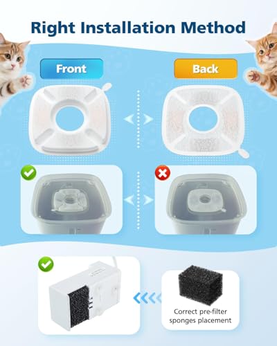 50 Pcs Cat Water Fountain Filters for Veken 95oz 67oz 135oz Pet Fountain (50 Count)